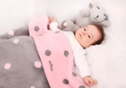 Zaffiro Grijs & Roze Gestipt 100 X 150 Cm Ledikantdeken 15342 -Bekende Babyartikelen Winkel 23506 groch rozszary 4