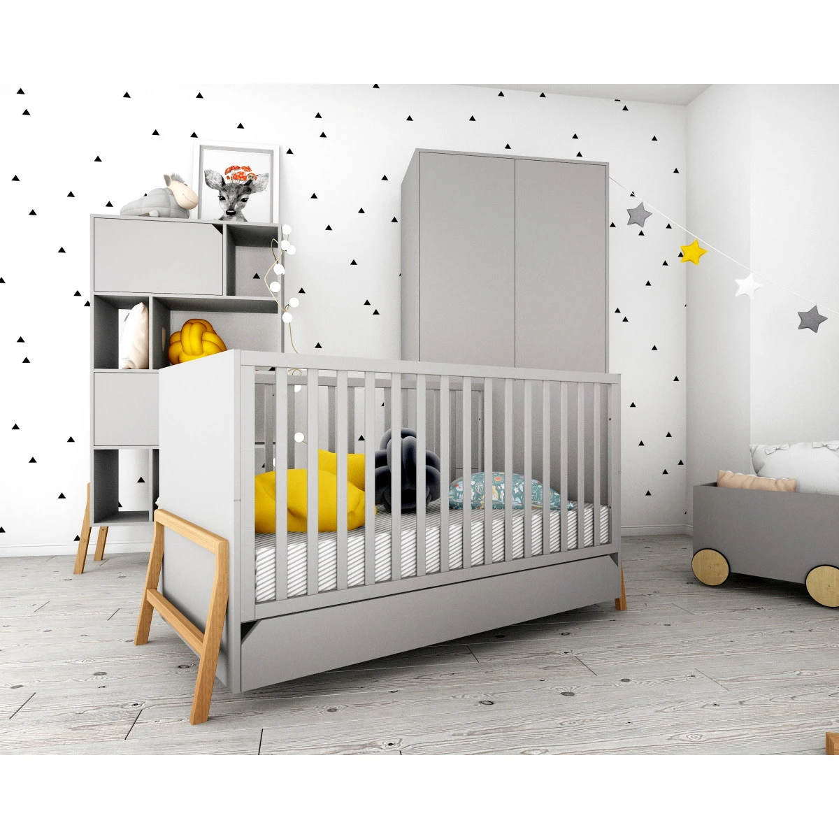 Bellamy Lotta Grey 2-Deurskast LOSZSZ2D Bellamy Lotta Grey 2-Deurskast LOSZSZ2D -Bekende Babyartikelen Winkel bellamy lotta grey babykamer 2 1