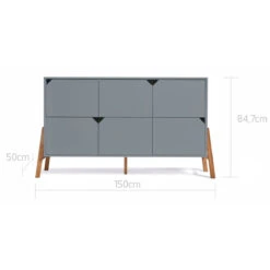 Bellamy Lotta Grey Babykamer: Ledikant/Juniorbed, Commode Met 6 Lades En 2-Deurskast -Bekende Babyartikelen Winkel bellamy lotta grey commode met 6 lades loszko6s 3 2