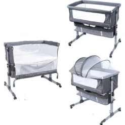 Eco Baby Donkergrijs Wieg Aan Bed FB5001 -Bekende Babyartikelen Winkel eco baby donkergrijs wieg aan bed fb5001 3 1