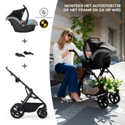 Kinderkraft A-Tour Black 3-in-1 Kinderwagen Incl. Autostoel KSATOU00BLK3000 -Bekende Babyartikelen Winkel kinderkraft a tour dark grey 3 in 1 kinderwagen incl. autostoel ksatou00dgr3000 9 1