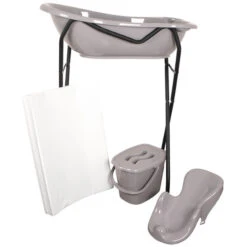 MamaLoes Badstandaard Zwart DM-029b -Bekende Babyartikelen Winkel mamaloes badset grijs met zwarte badstandaard 1 1