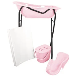 MamaLoes Badstandaard Zwart DM-029b -Bekende Babyartikelen Winkel mamaloes badset lichtroze met zwarte badstandaard 1 1