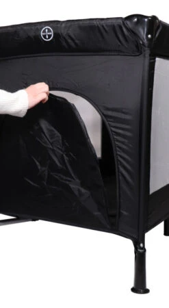 Ding Deluxe Grey Campingbedje Incl. Bodemverhoger -Bekende Babyartikelen Winkel mamaloes ding deluxe black campingbedje incl. bodemverhoger 8 1