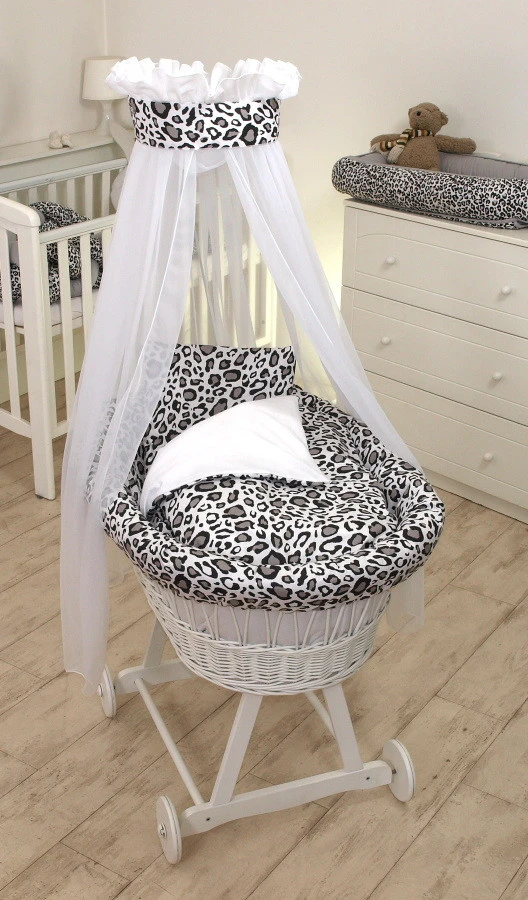 MamaLoes Panter Grijs Deluxe Wit Baby Wiegje 80749 MamaLoes Panter Grijs Deluxe Wit Baby Wiegje 80749 -Bekende Babyartikelen Winkel