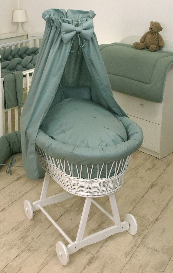 MamaLoes Pure Stonegreen Deluxe Wit Baby Wiegje 80635 MamaLoes Pure Stonegreen Deluxe Wit Baby Wiegje 80635 -Bekende Babyartikelen Winkel