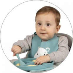 Sevibaby Roze Silicone Bord Met Zuignap 525-18 -Bekende Babyartikelen Winkel sevibaby turquoise silicone bestek 509 15 4 2