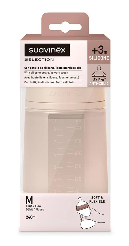 Suavinex Essence Pink Medium Flow 240 ml Silicone Fles SXSEX20081207 Suavinex Essence Pink Medium Flow 240 Ml Silicone Fles SXSEX20081207 -Bekende Babyartikelen Winkel suavinex essence pink medium flow 240 ml silicone fles sxsex20081207 3