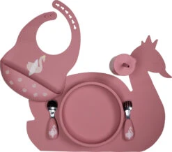 Tryco Dusty Rose Siliconen Bord TR-392818 -Bekende Babyartikelen Winkel swan dusty rose silicone collection 01 3
