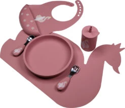 Tryco Dusty Rose Siliconen Bord TR-392818 -Bekende Babyartikelen Winkel swan dusty rose silicone collection 02 3