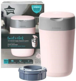 Tommee Tippee Twist & Click Gentle Pink Luieremmer 85100202 (eco) -Bekende Babyartikelen Winkel tommee tippee twist click gentle pink luieremmer 85101301 2 1