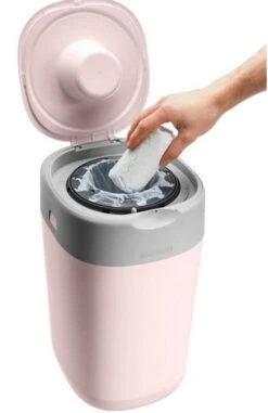 Tommee Tippee Twist & Click Gentle Pink Luieremmer 85100202 (eco) -Bekende Babyartikelen Winkel tommee tippee twist click gentle pink luieremmer 85101301 3 1