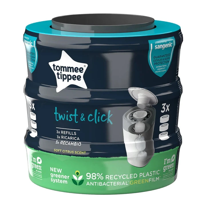 Tommee Tippee Twist & Click Navulcassettes 3-pack 85100702 (eco) Tommee Tippee Twist & Click Navulcassettes 3-pack 85100702 (eco) -Bekende Babyartikelen Winkel tommee tippee twistclick navulcassettes 3 pack 85100702 eco